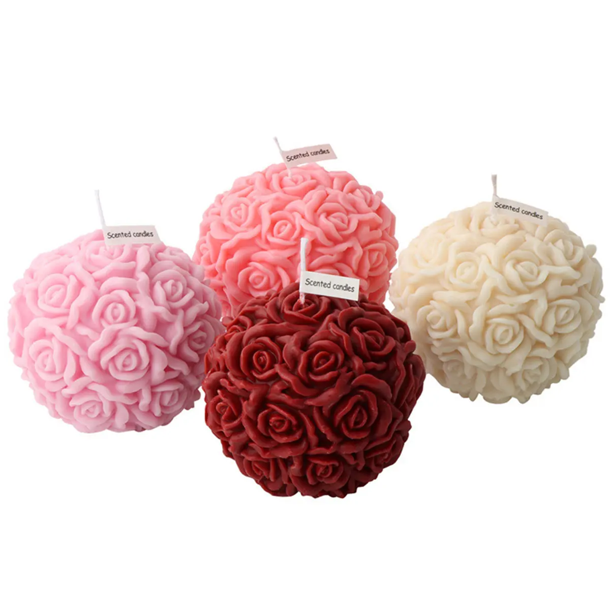 Multi Size Flower Series Candle Mould Round Rose Flower Silicone Mold Summer Ice Ball Wedding Cake Decor Valentine's Day Gifts view 6