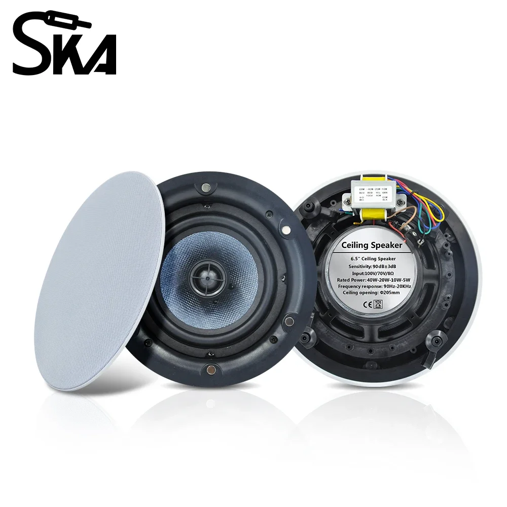 Dustproof Coaxial Ceiling Speaker 6.5inch 40W Passive PA Speaker Stereo Sound Background Audio System for Hotel Theater Cinema