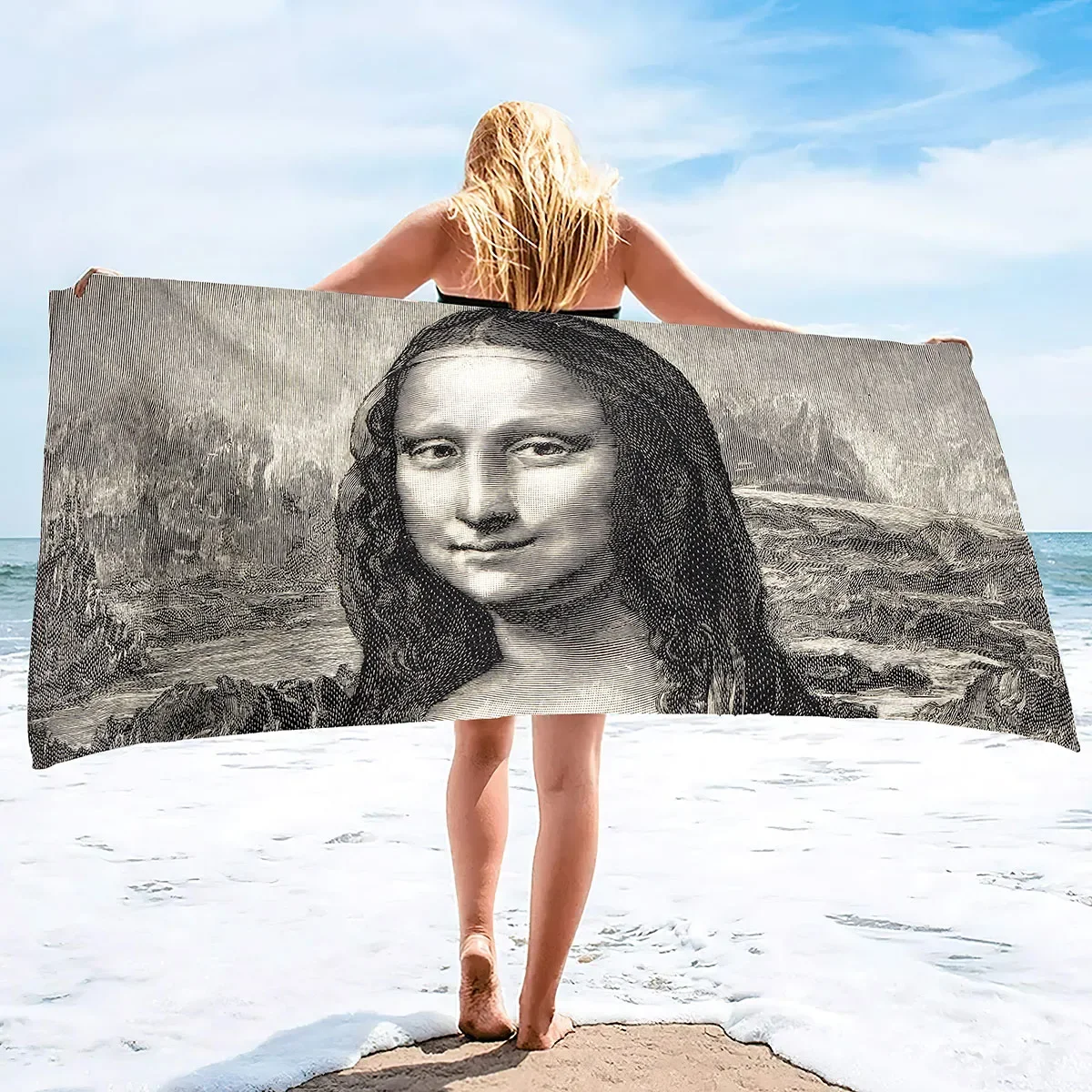 Funny Mona Lisa Quick Dry Beach Towels Oversized Microfiber Sand Free Large  Bath  Pool Gym Travel