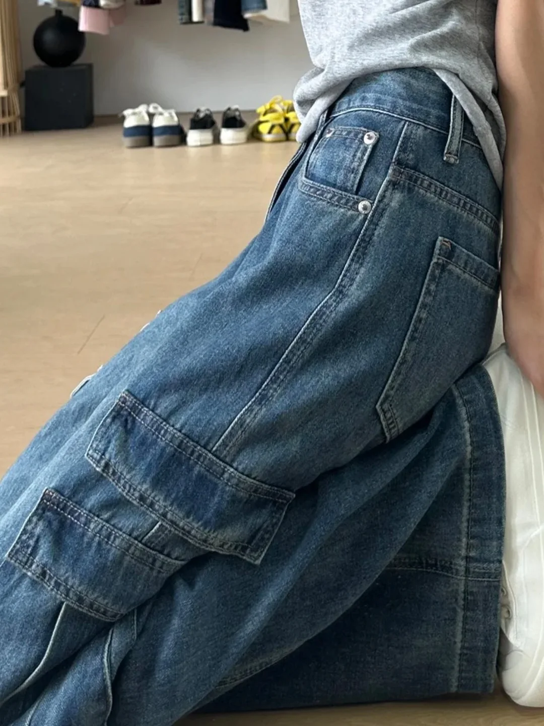 Cintura alta perna larga jeans feminino outono americano retro faca casual solto ajuste calças jeans plus size senhoras jeans