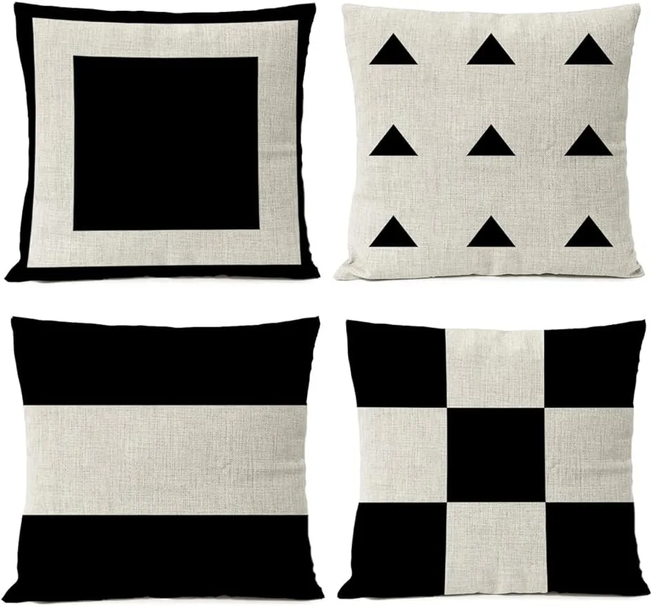 Set of 4 Modern Geometric Pillow Covers Pattern Cushion Cover Suitable for Sofa Bedroom Car Pillow Cover