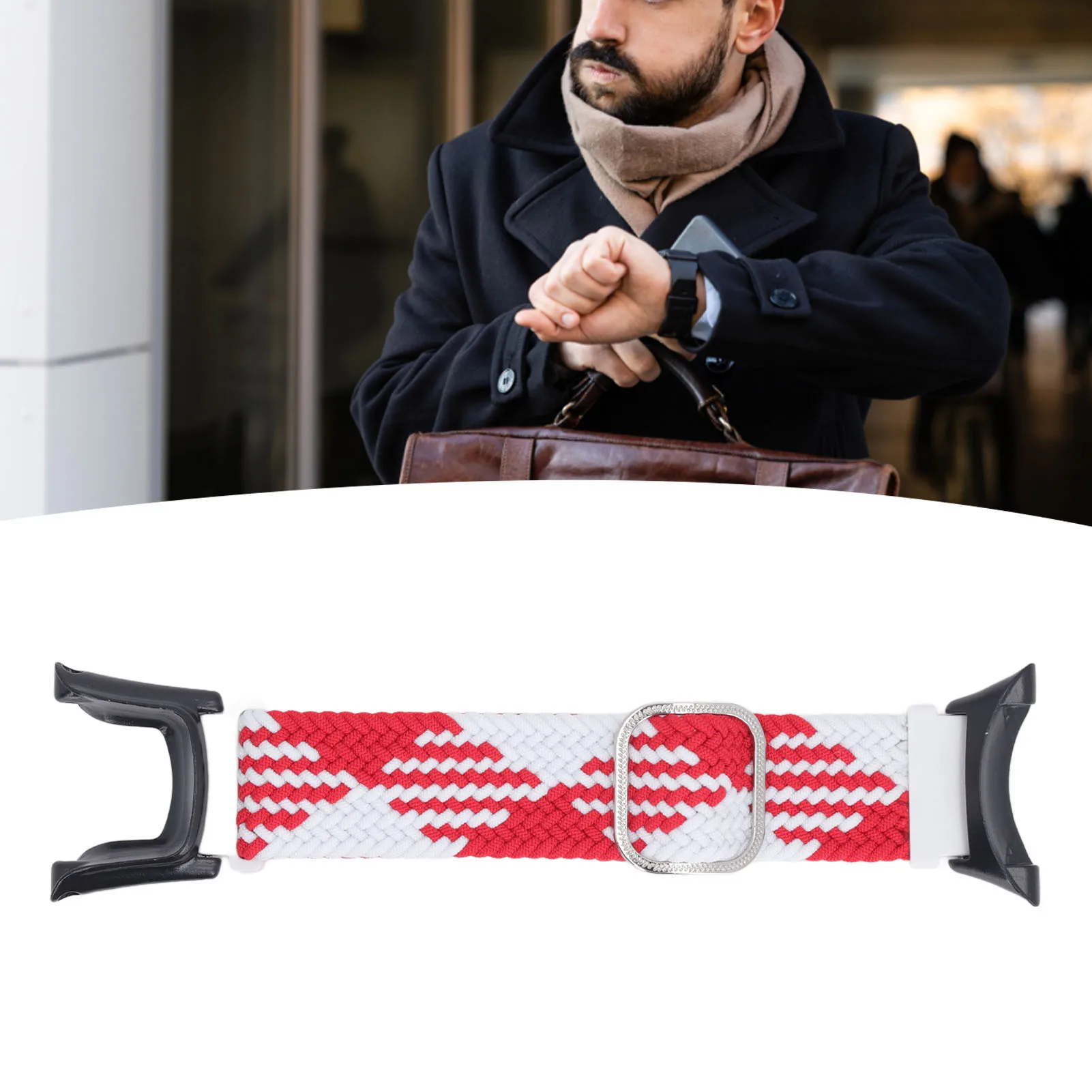 나일론 시계 땋은 밴드 벨트 신축성 있는 남여 공용 퀵 릴리스 시계 땋은 밴드 교체 세탁 가능 크리스마스용 조절 가능