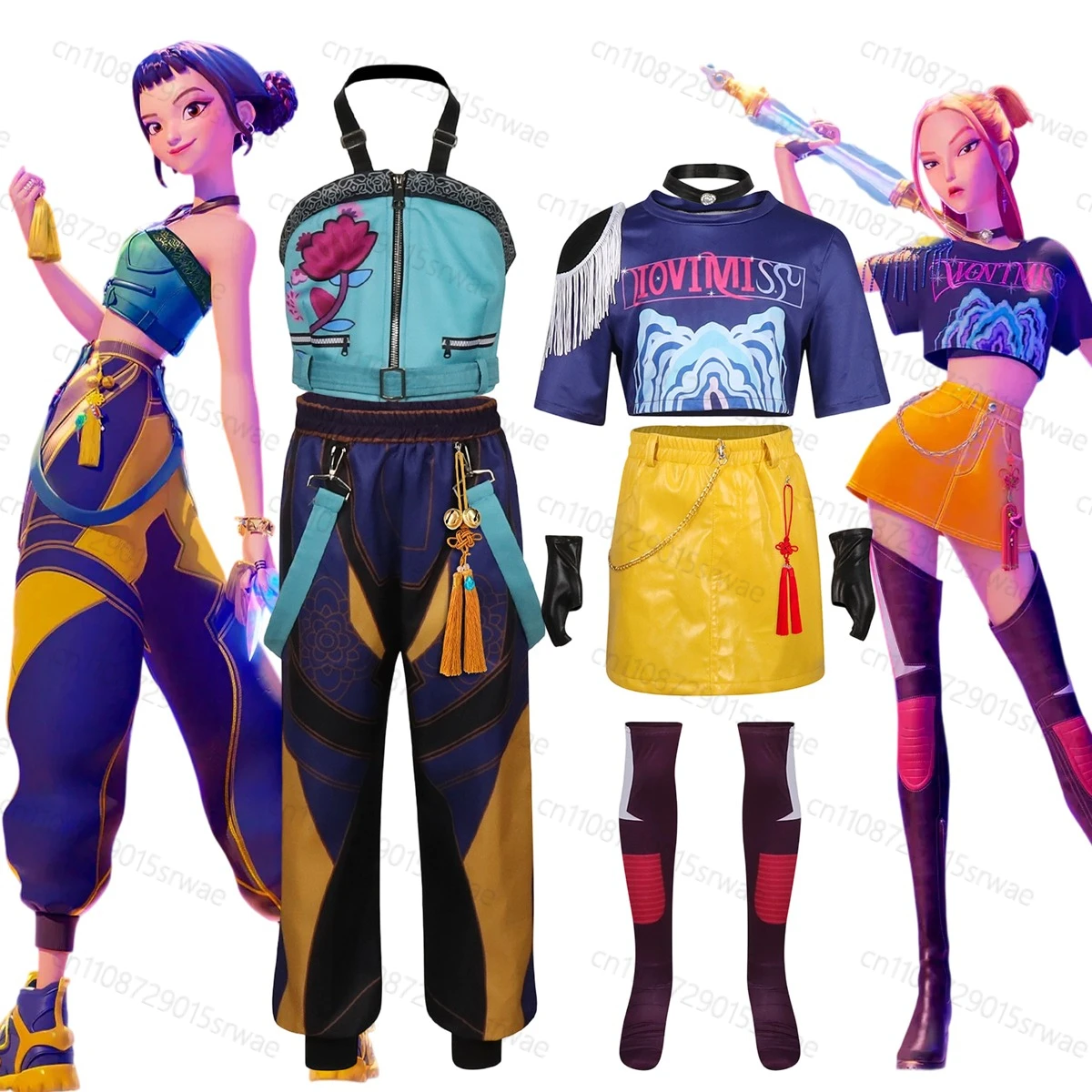 

KPOP Demon Hunters Kids Anime Movie Zoey Mira Cosplay Costume Gothic Uniform Stage Clothing Child Girls Idol Roleplay Outfits