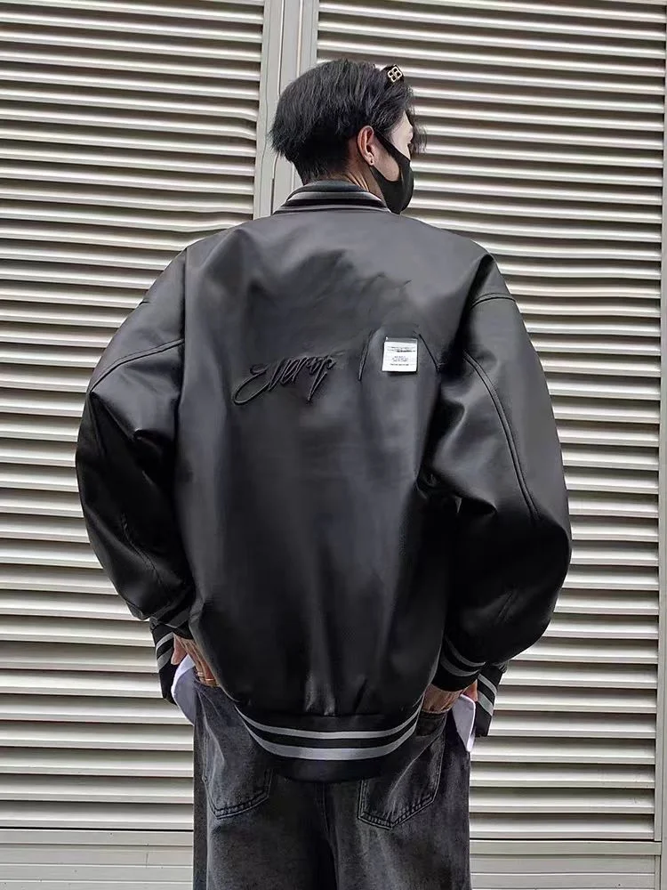 الرجعية الأمريكية بو الجلود Jaet الرجال يندبروف المطرزة البيسبول Sle زوجين ملابس خارجية طويلة Sve زر إغلاق