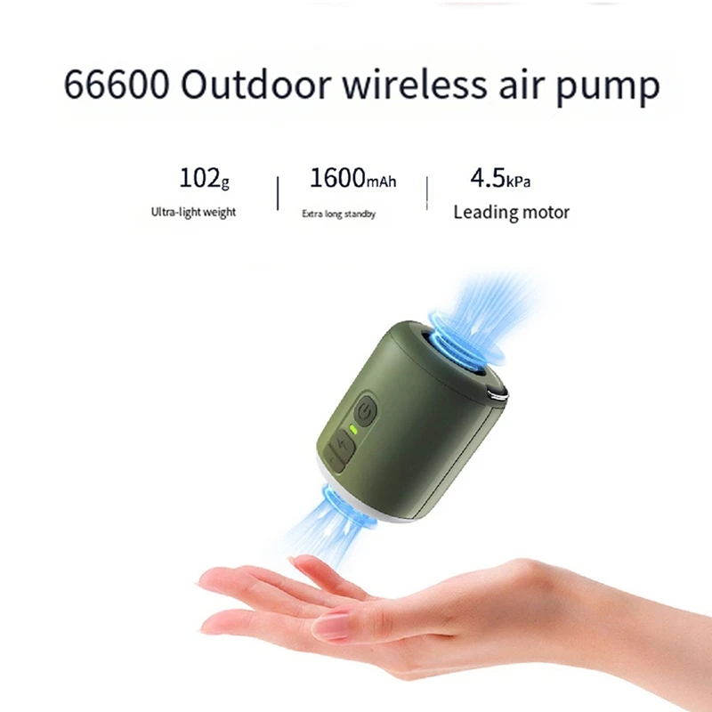 Electric Air Pump With LED Lantern - Wireless Rechargeable Device For Camping Air Mattresses Pillows Pool Toys And More