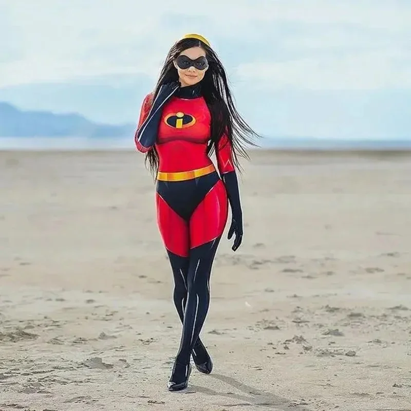 Premium Outfit Anime Halloween Elastigirl Cosplay Costume The Incredibles 2 Superhero Zentai Bodysuit Female Jumpsuits A view 5