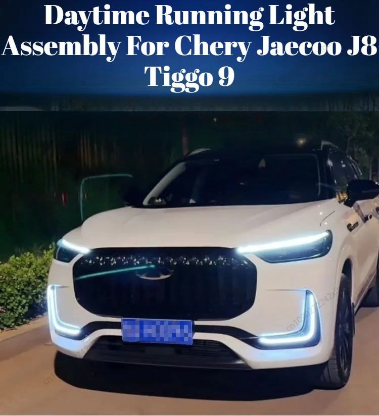 Akcesoria do Chery JAECOO J8 Tiggo 9 2023 2024 2025, światła LED do jazdy dziennej z dynamicznymi kierunkowskazami, DRL, przednie światła przeciwmgielne, trwałe.