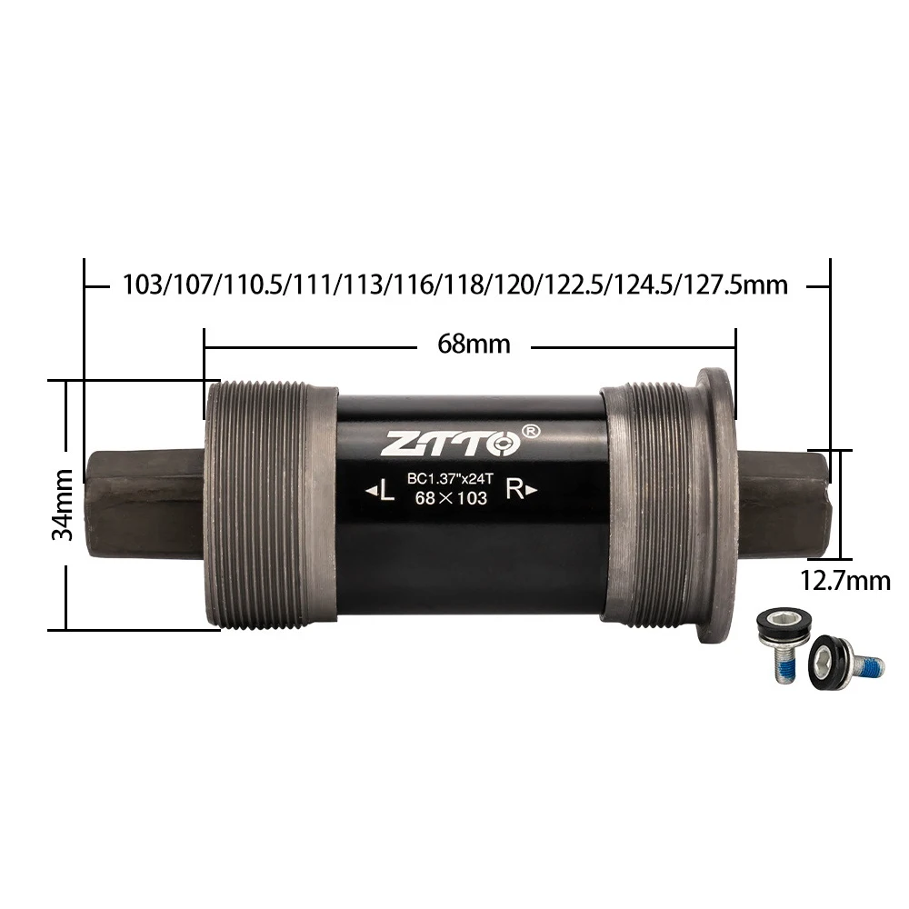 ZTTO Bicycle BSA Bottom Bracket 111 113.5mm 122.5mm Quare Hole Crank Axis bicycle parts BB for Square Tapered Spindle Crankset