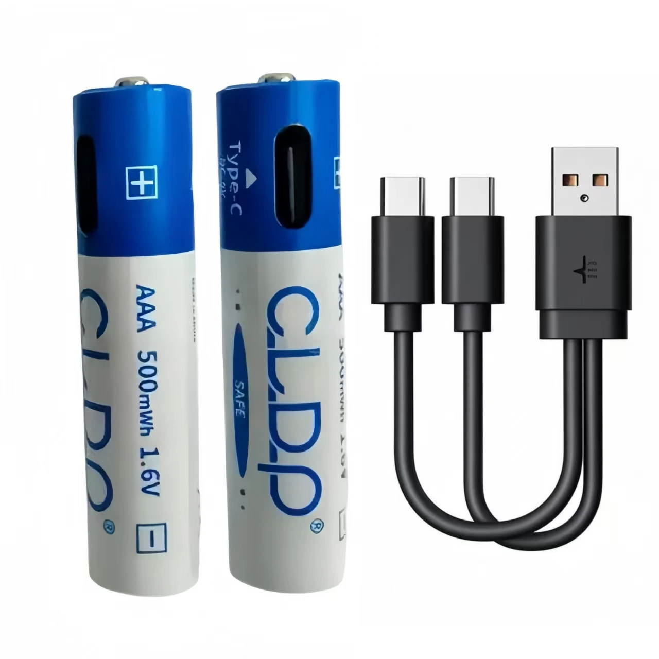 2PCS NI-ZN 1.6V AAA battery 500mWh Type-C USB AAA rechargeable battery is suitable for remote-controlled car model aircraft toys