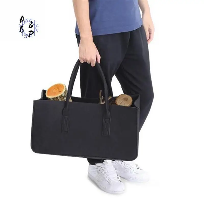 

A68P-1 Piece Stylish Storage Bag Newspaper Picnic Clothes Felt Firewood Basket Shopping Travel Basket Black