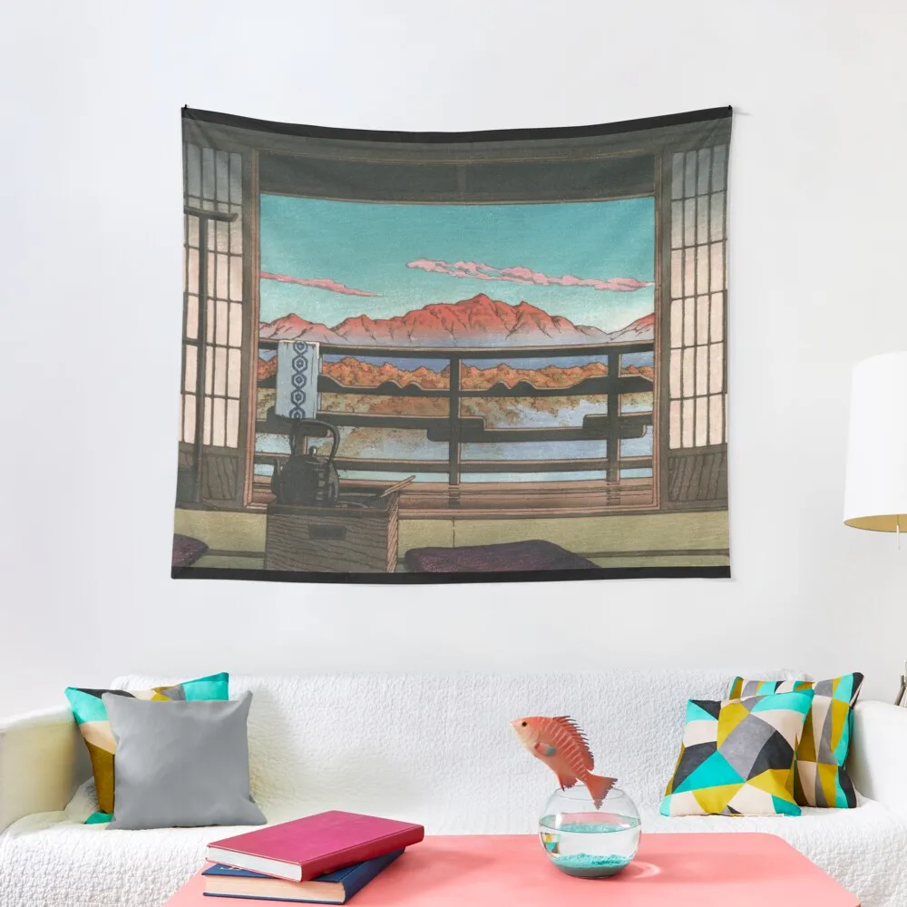 Morning at the Arayu Hot Spring Resort by Kawase Hasui Tapestry Room Decor Cute Tapete For The Wall Tapestry