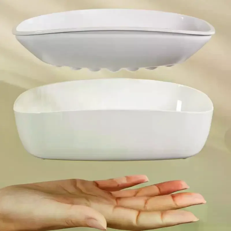Two Layer Plastic Soap Dish Self Draining Lightweight Soap Holder for Bathroom Kitchen Travel RV Use