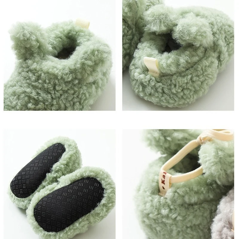 Baby Shoes Winter Baby Boy Girl Booties Fluff Soft Toddler Shoes First Lamb Cashmere Anti-Slip Warm Newborn Infant Crib Shoes