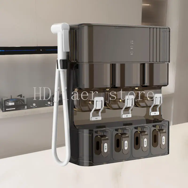 

Wall-Mounted Food-Grade Seasoning Box - Multi-Compartment Viral Condiment Jar for Oil/Soy Sauce/Vinegar Kitchen Use