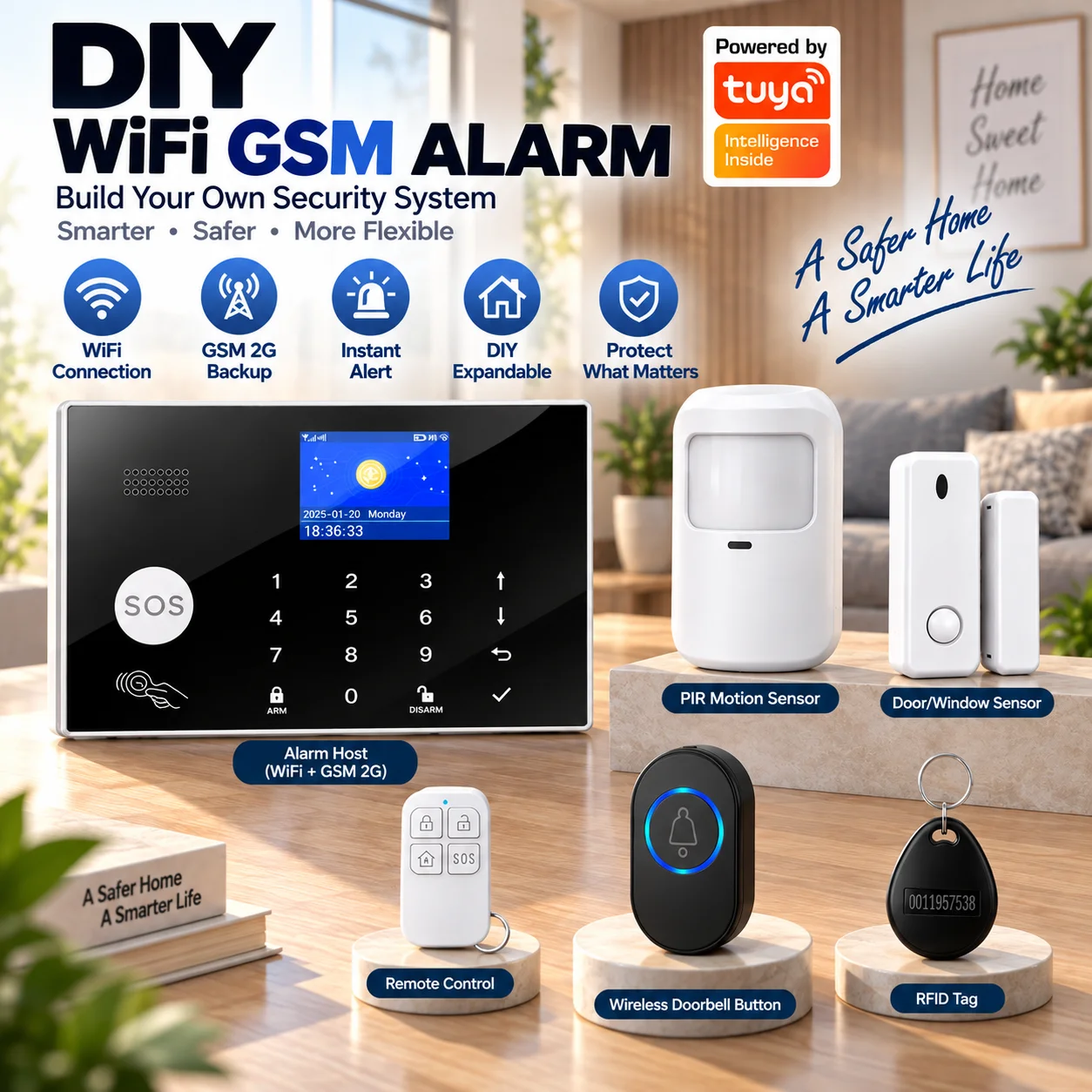 Home Zone Security App - Tuya APP Control 2.4G WIFI GSM