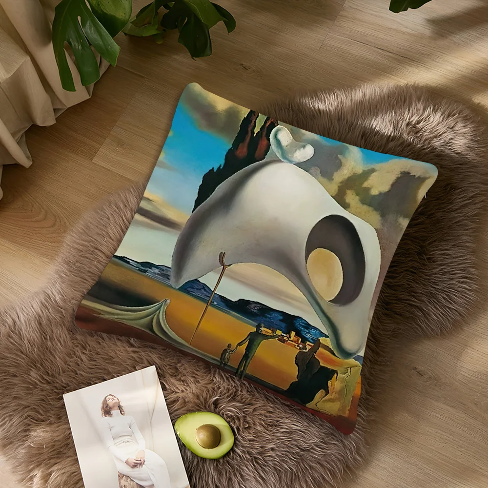 S-Salvador Dali Pop Art Kissenbezug, Wohnzimmer, Akzent, Couch, Rückenstütze, quadratisch, Lounge, erholsamer Nickerchenbegleiter ﻿ – Detail 7