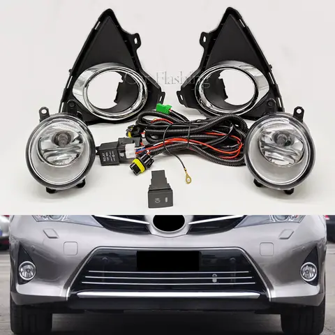 Car LED front bumper Fog Lights Fog Lamp For Toyota Auris 2014 2015 Harness Wiring Cover Grille Halogen Angel eyes DRL