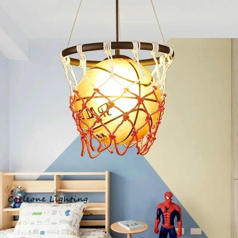 

Basketball Pendant Lights Industrial Loft Hanging Lamp for Kids Room Pendant Lamp Children Holiday Gift Home Deco Light Fixtures