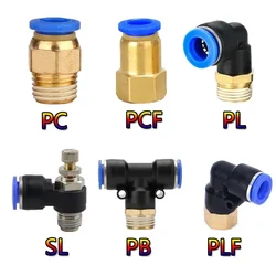 PLF Hose OD 4 6 8mm - Female Thread M5'' 1/8'' 1/4'' 3/8'' 1/2'' Pneumatic Female Elbow Connector Tube Air Push in Fitting