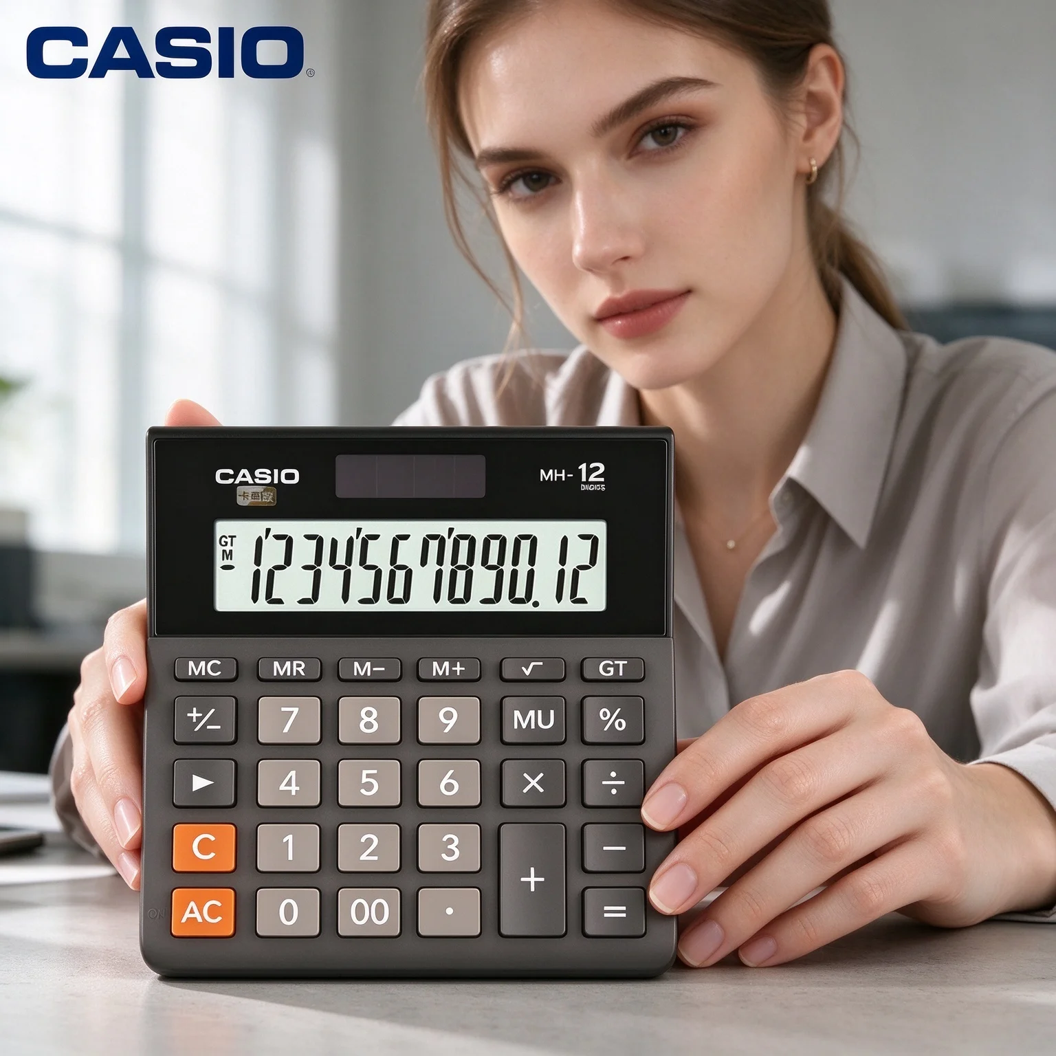 Casio Solar Business Calculator MH-12/DH-12/DH-14/MX-12B/MX-120B, perfect for retail cashier settlement and daily checkout work