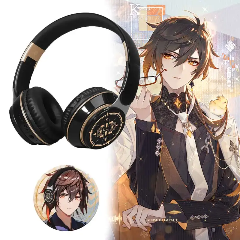 Wireless Headphones Genshin Impact Zhong Li Cosplay Props Portable Game Bluetooth Stereo Foldable Headset Adjustable Earphones