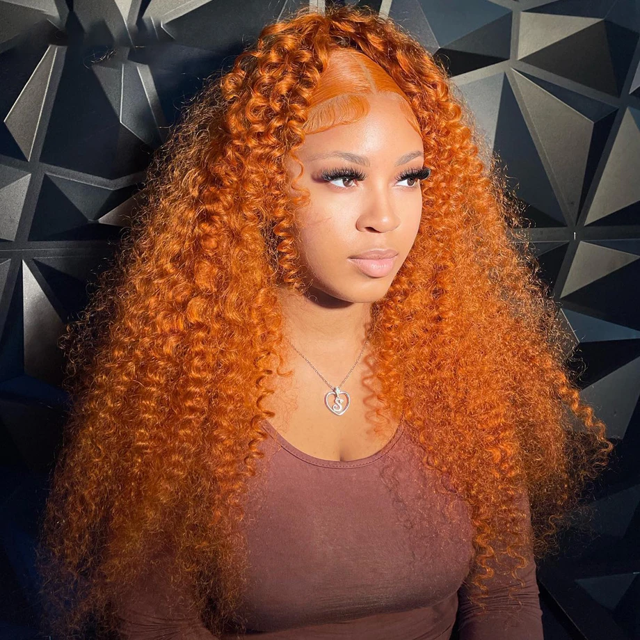 250% Orange Ginger Lace Front Wig Curly Human Hair Wigs For Women Deep Wave Frontal Wig 13x4 13x6 HD Lace Front Colored Wigs 360