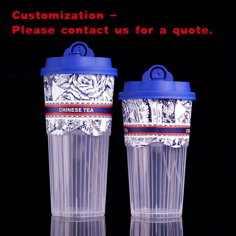 

custom.LOKYO Custom 500ml 700ml Corrugated PP Cup Lids 90mm Diameter Disposable Plastic Boba Milk Bubble Tea Cold