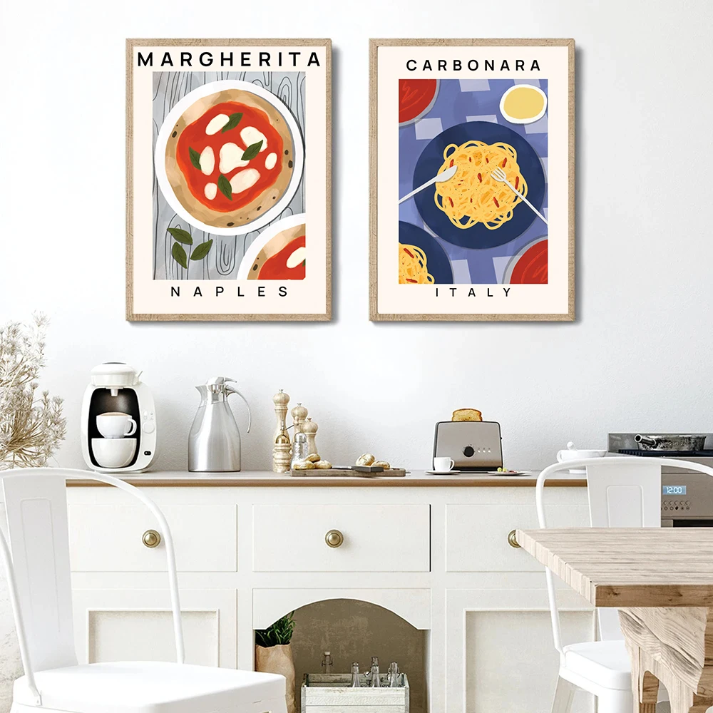 Pizza Tacos Sushi Ramen Croissant Sandwich Poster Canvas Painting   Print Foodie Gift, Italy Art, Kitchen Home Decor Cuadros