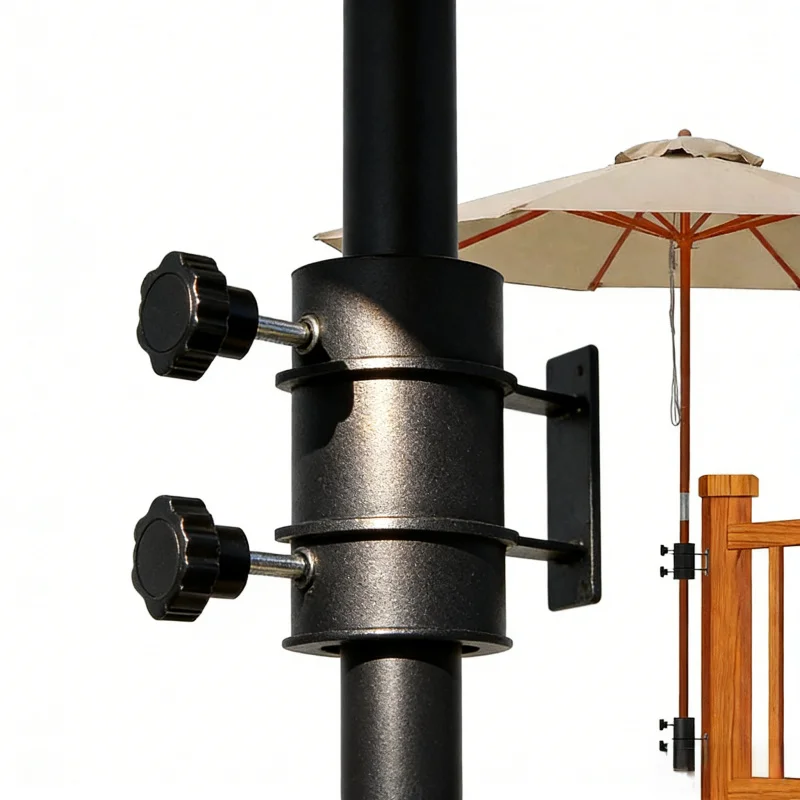 2-4Metal Deck Umbrella Stand Mounting Bracket Adjustable Outdoor Umbrella Fixed Base Railing Suitable for Deck Umbrella Foot Bra