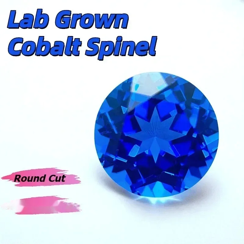 TOPLab Grown Cobalt Spinel Round Cut Gemstone for DIY Ring Necklace Earrings Main Materials Selectable Certificate
