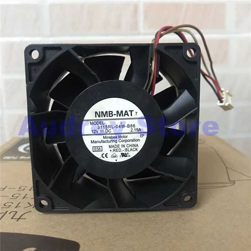 Original NMB 3115RL-04W-B86 DC12V 2.15A 8cm 8038 Server cooling fan Double ball bearing 4 wire 4P air blower