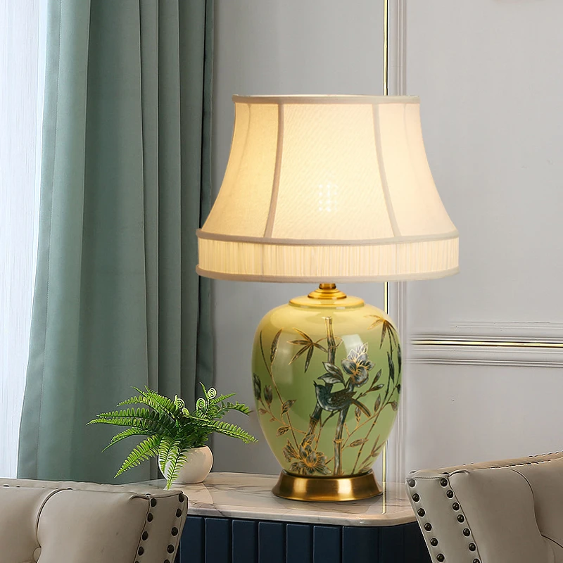 Ceramic Table Lamp Chinese Modern Fashion Personalized Home Living Room and Hotel Model Room Study and Bedroom Bedside Lamp