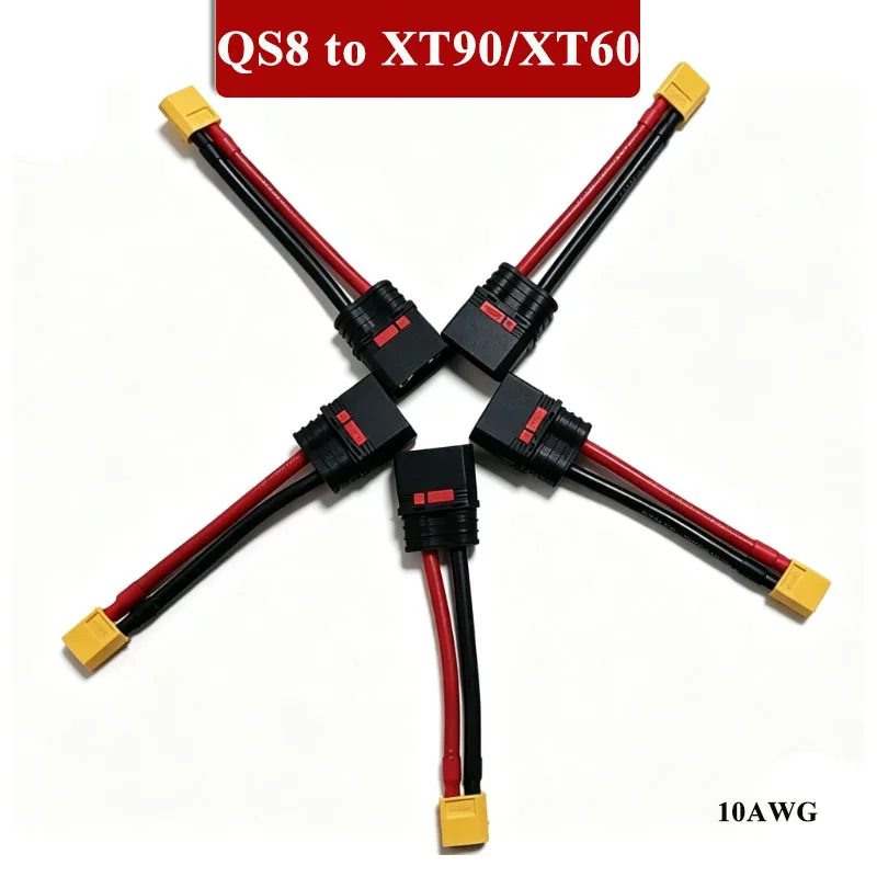 QS8 Connector Cable to XT90/XT6 10CM 10AWG Model Airplane Plug Conversion Connection Line Anti-sparking to XT90 Adapter Wire