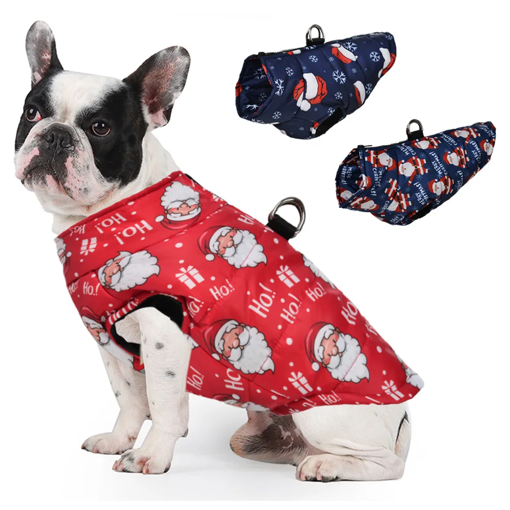 Weihnachten Haustier Hund Jacke Mantel für kleine mittelgroße Hunde Katzen Herbst Winter wasserdichte Welpen Druck Kleidung Yorkshire Französische Kleidung