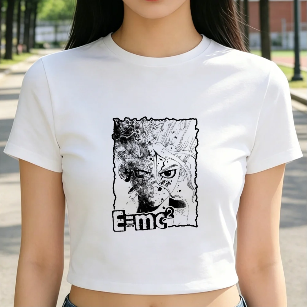Dr Stone cropped top teen cheap clearance sales 2000s gyaru baddie tshirt gothic korean fashion funny summer japan