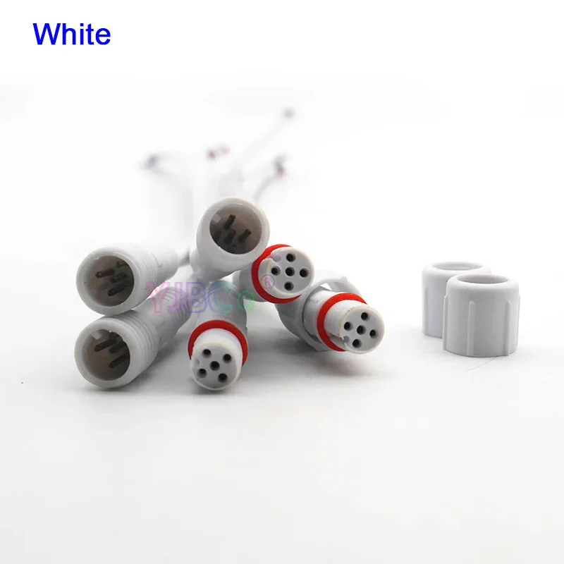 50 pairs 2pin 3pin 4pin 5pin led Male to Female Waterproof Cable Connector IP68 White/Black 20cm Pigtail wire Connectors