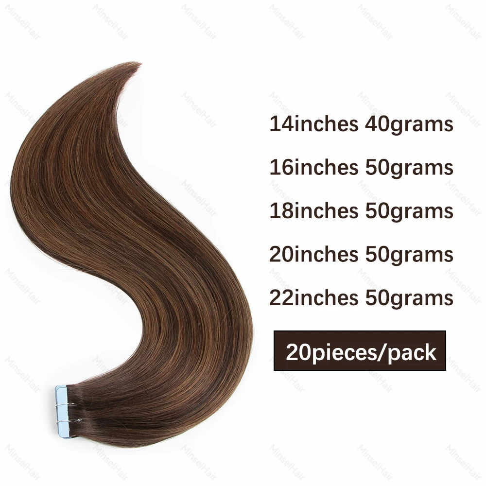 เทปต่อผมสีน้ำตาล T2-2-6 น้ำหนัก 40/50 กรัม 20 ชิ้น ผมแท้คุณภาพพรีเมียมแบบยุโรป  แบบมองไม่เห็นรอยต่อ  ขนาด 14-24 นิ้ว ผมแท้ธรรมชาติ