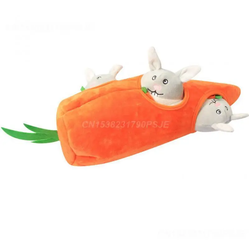 Pet Dog Toys Plush Carrots Burrow Doll Squeaky Toy Bunnies Doll And Seek Vocal Interactive Toy Set For Small Medium Dogs