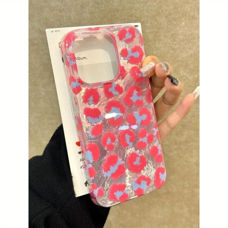 

Ins Pink Leopard Gradient Glacier Pattern iPhone 16 Pro 15 Pro 14 13 12 11 XS 14 PRO MAX 16 plus 12pro back cover ophone case
