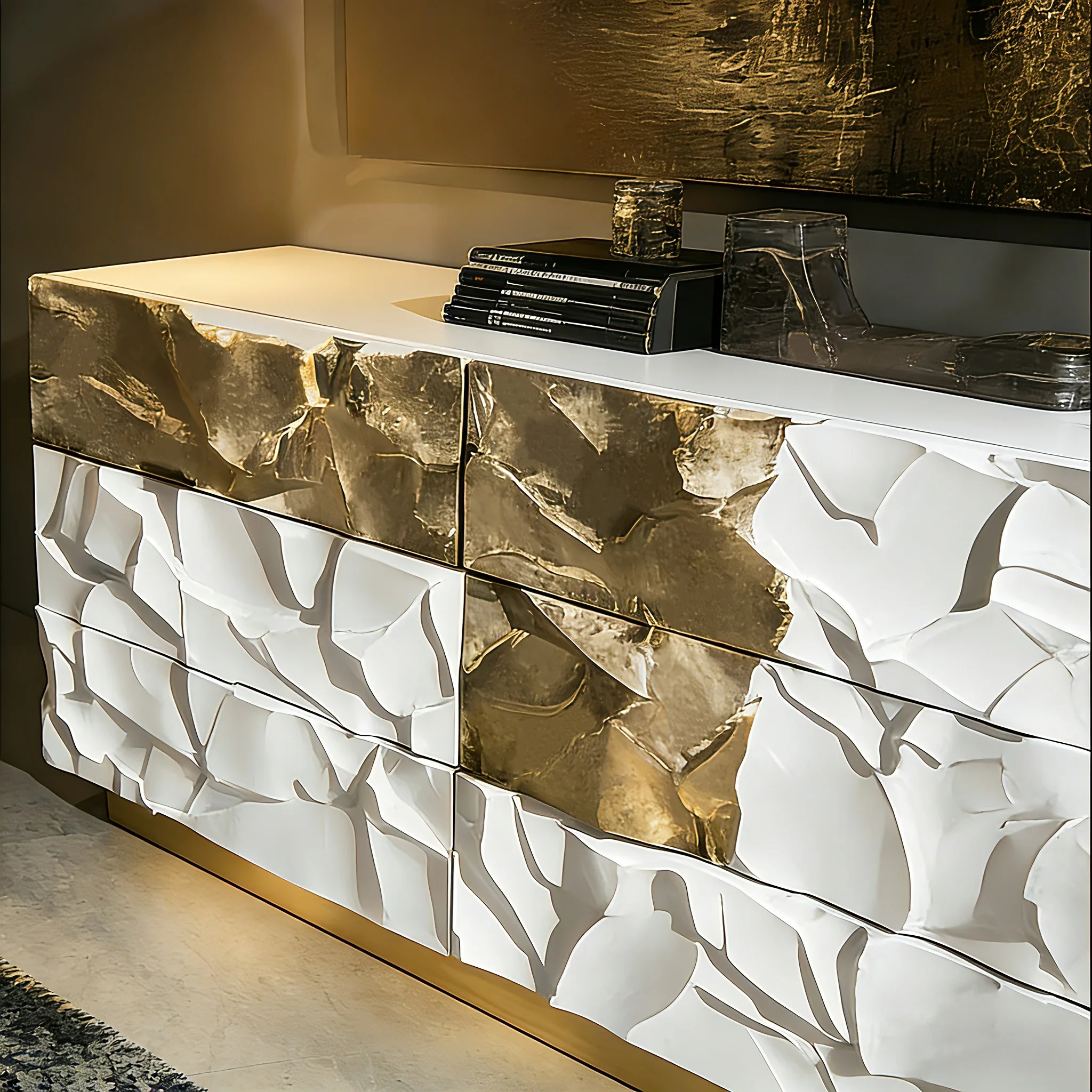 Designer chest art aesthetics decorative cabinet high sense gold six chest bedroom storage locker