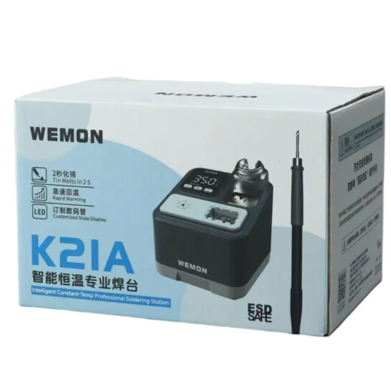 WEMON K21A Digital Soldering Station 75W T210 C210 Tip 100‑480℃ Auto‑Sleep AC100‑240V SMD Phone Motherboard Repair Welding Tool