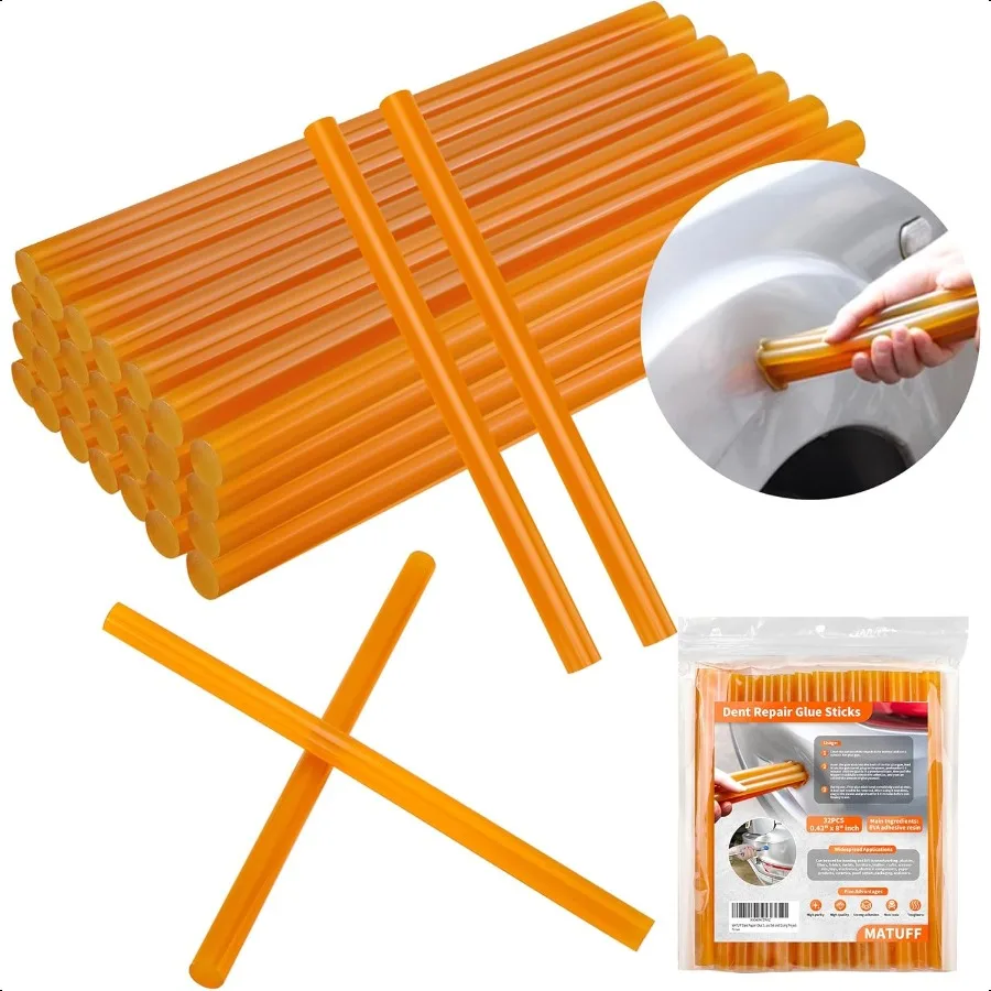 

32 Pcs Dent Repair Glue Sticks 0.43 Dia x 8 Long Yellow Hot Glue Sticks Paintl Dent Repair Tool Kit PDR Glue Sticks for Craft G