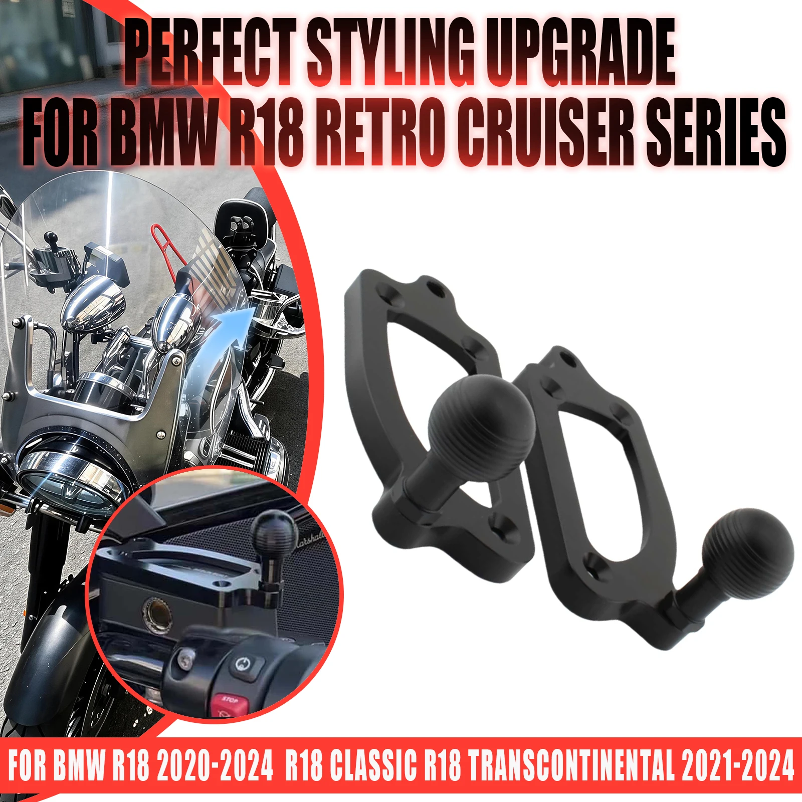 1 Pair Motorcycle Upper Pump Cover Hand Bracket Ball Head GPS Mount Brake Oil Cup Decorative For R18 R18B R18TC