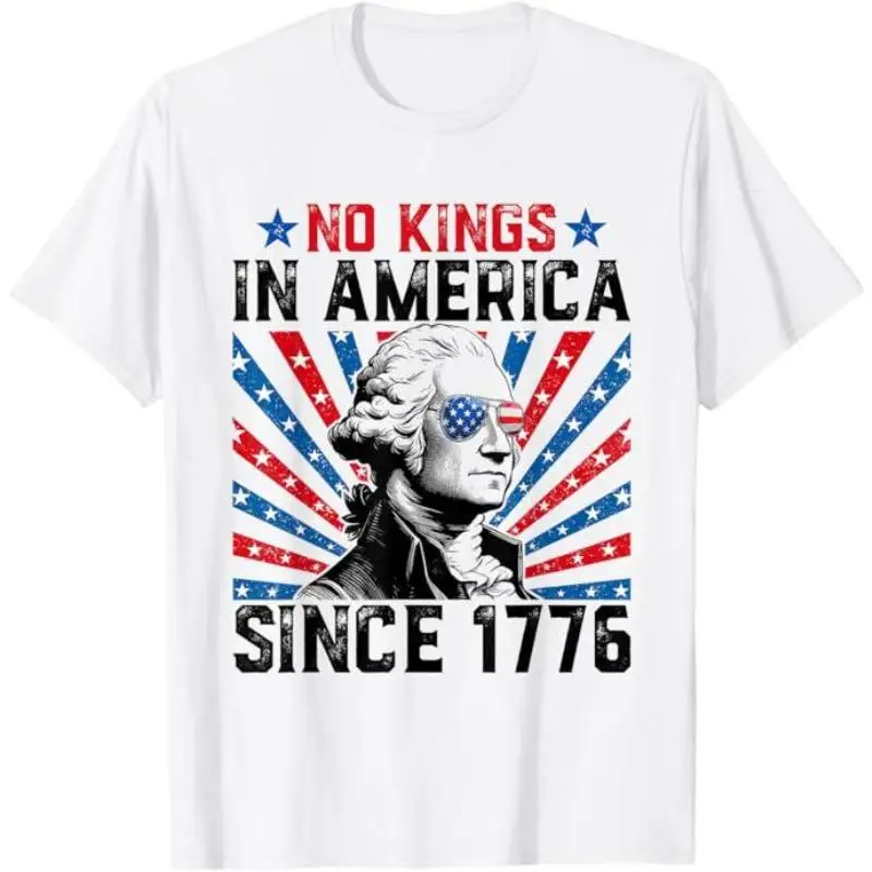 

Men's Patriotic T-shirt George Washington American Flag Sunglasses Print Funny Political Tee USA Independence Day Gift