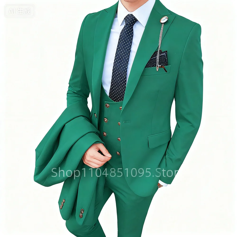 

Orange 3-Piece Slim Fit Men's Tuxedo Suit for Wedding Formal Business Occasions Jacket + Vest + Pants Set