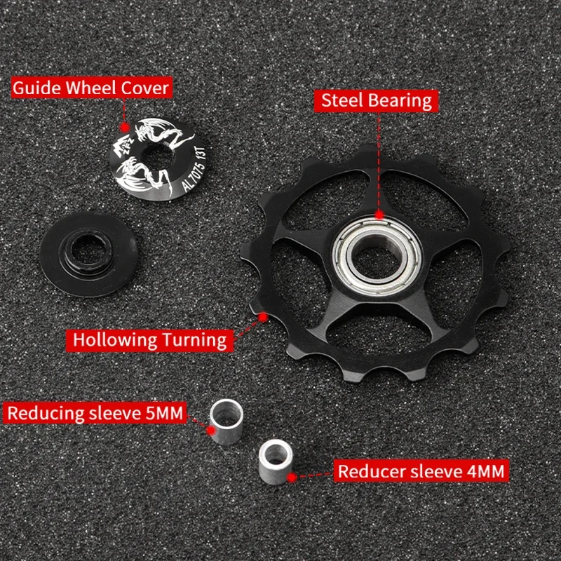 MUQZI Fiets Achterderailleur Neuswiel 11T 13T Katrol Gids Roller MTB Road Fiets Aluminium Idler