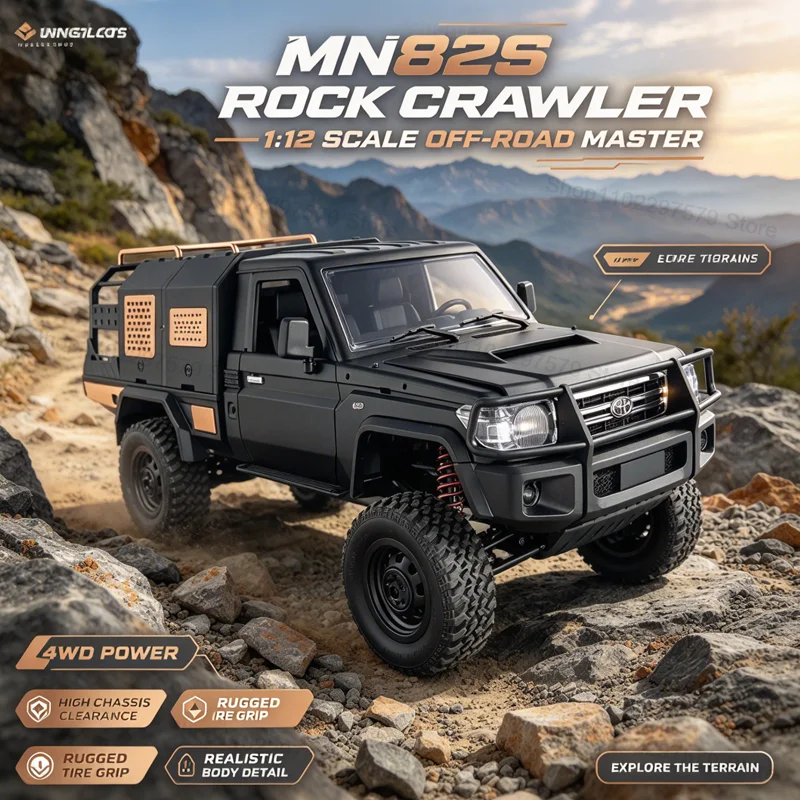 MN Model MN82S 1:12 RC Rock Crawler 2.4G RTR 4WD All Terrain OffRoad Pickup Truck RC Model Hobby Toy For Teen Adult Men Hobbyist
