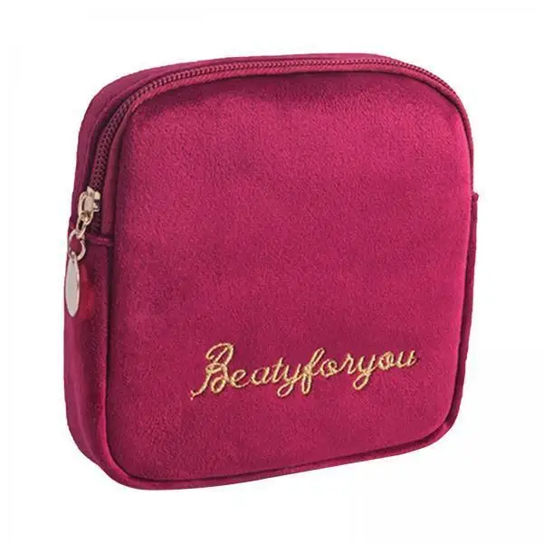 Sanitary Pad Storage Bag Portable Period Pouch for Women Girls Teen Ladies Flocking Soft Reusable Menstrual Cup Holder