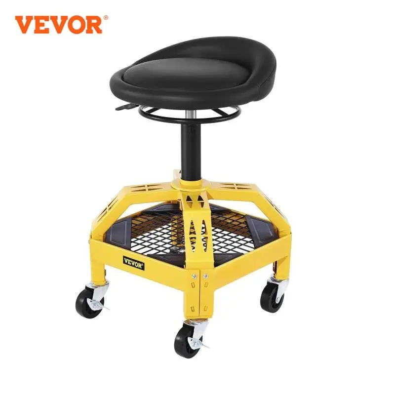 VEVOR Rolling Creeper Seat Mechanic Stool Chair with Tool Tray 300LBS Adjustable Swivel Garage Stool for Workshop Auto Repair