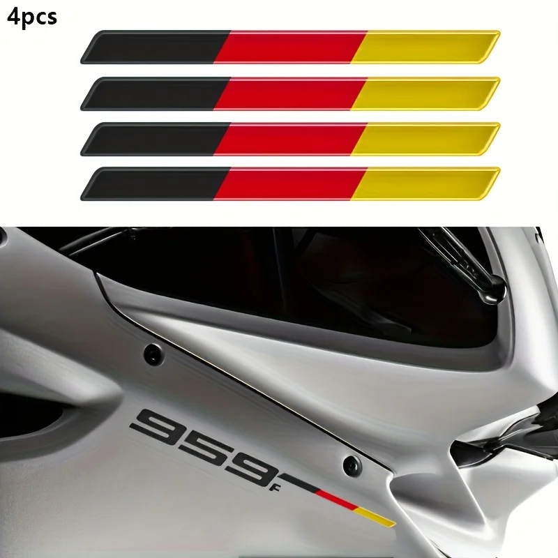 

4 шт., наклейки в полоску с цветами флага Германии (7x0,7 см), водонепроницаемые клейкие наклейки для декора автомобиля, ноутбука